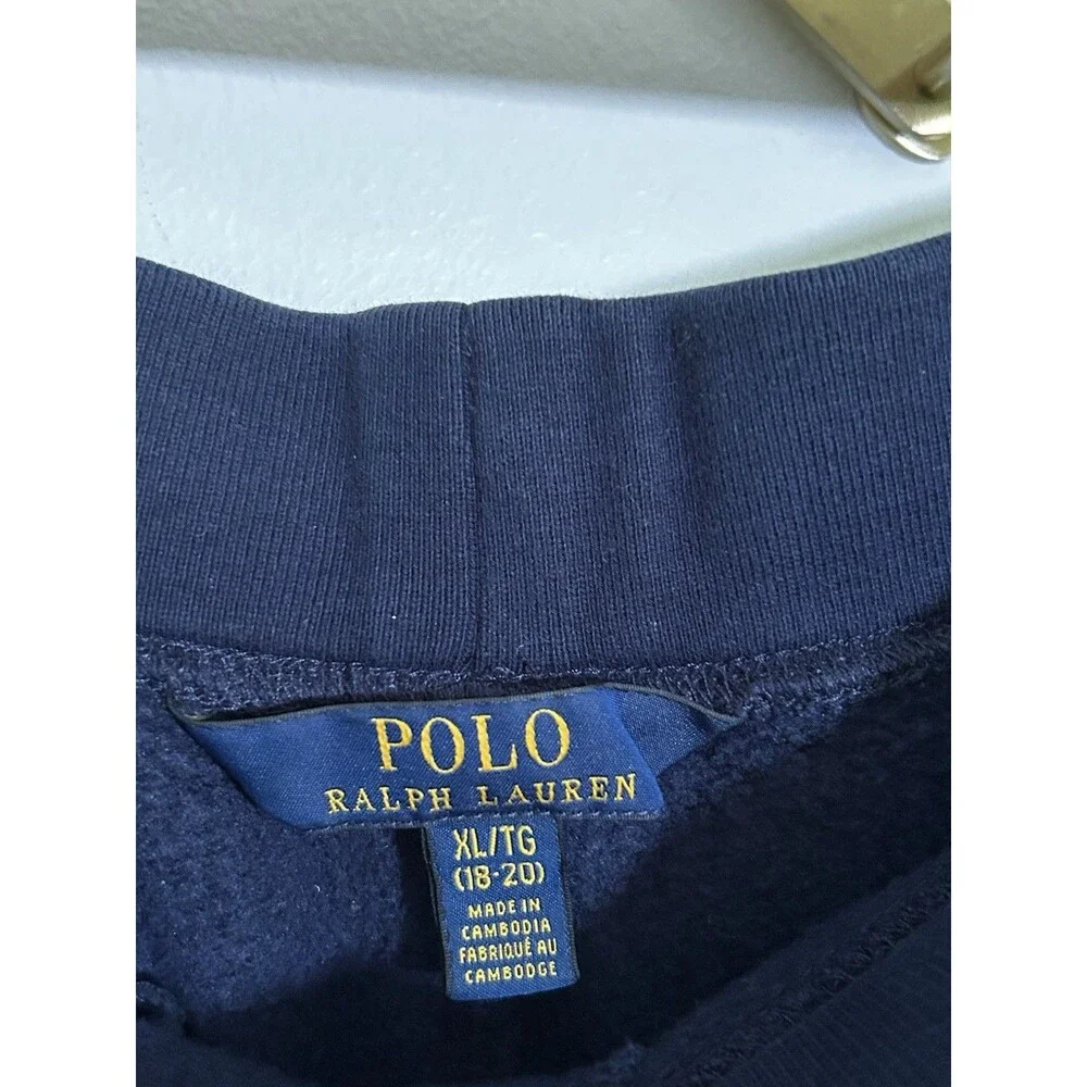 Boy's Polo Ralph Lauren Sweatpants Size XL 18-20 Navy Blue Joggers Red Logo